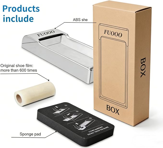 Automatic Shoe Cover Dispenser Mechanical Shoe Film Machine, Hands-Free Shoe Wrapper with 600 Uses Film Roll, Long-Term Use Disposable Covers for Home & Commercial