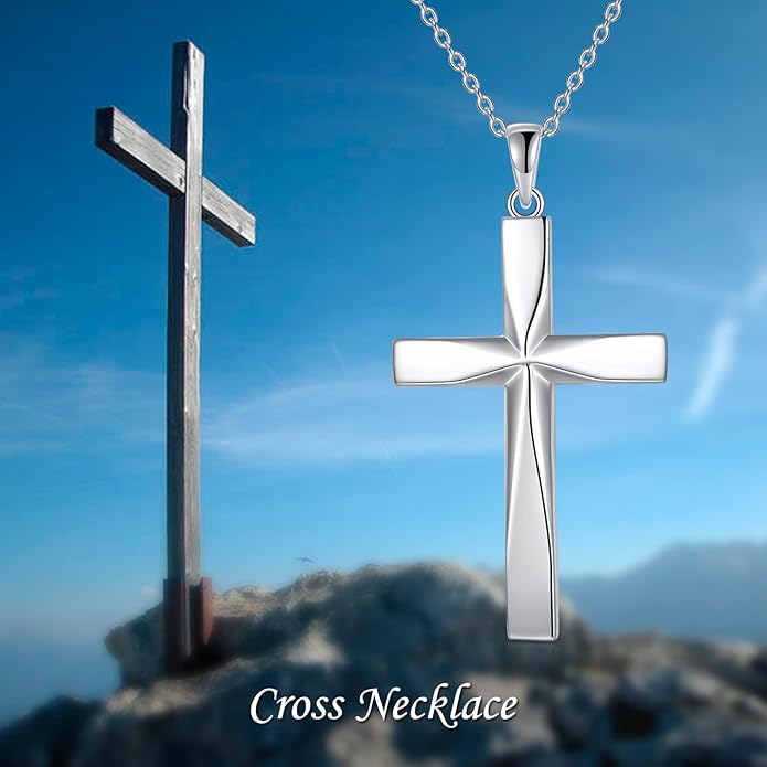 ONEFINITY Religious Cross Pendant Necklace Sterling Silver Origami Cross Pendant Gifts for Women Men Jewelry