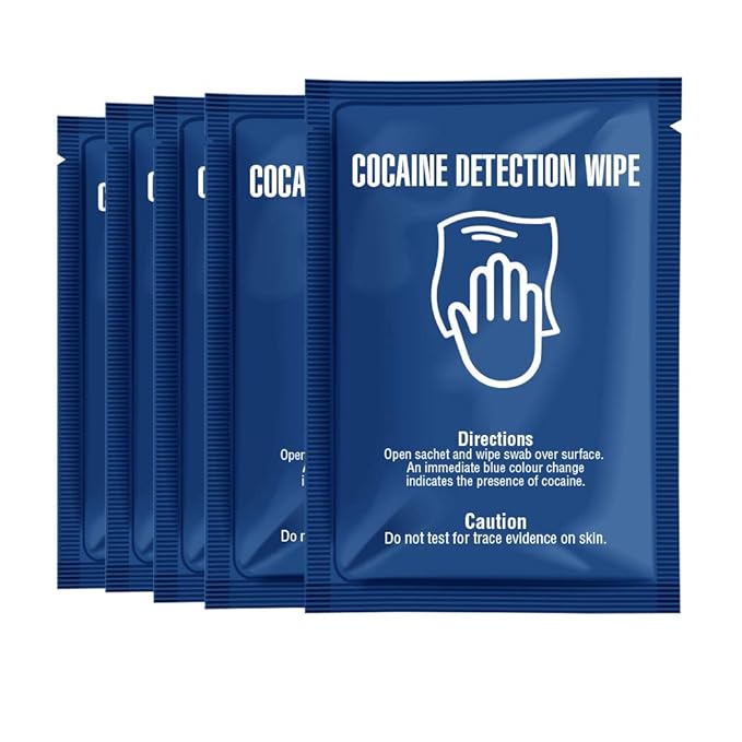 Cocaine Detection Wipes Pack of Sachets - Detect The Presumptive presence of Cocaine on Any Surface by Swabbing The Area with Wipe Turning Blue Upon Contact with Drugs (50)