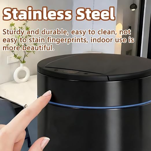 Garbage Can with Lid, Intelligent Sensor Opening and Closing, Small Garbage Can for Living Room, Bedroom, Kitchen and Bathroom (1, Black)