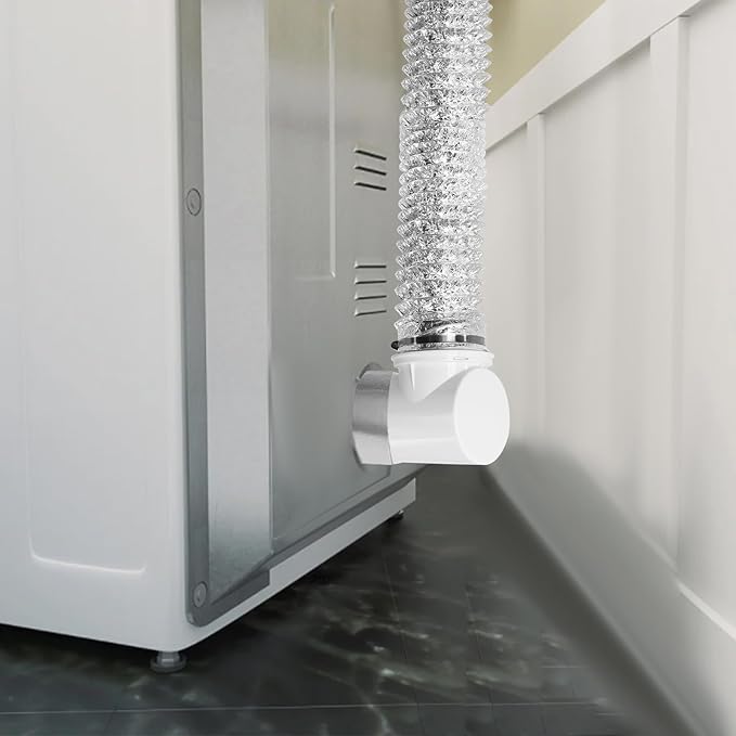 Dryer Vent Hose for Tight Space, Indoor 4in Dryer Vent Vacuum Hose Connector Attachment with Double 90 Degree Elbow, 9.84ft Aluminum Exhaust Hose