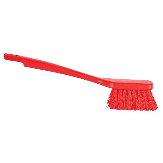 Remco ColorCore 12" Short Handle Scrubbing Brush, Stiff, Red,410714