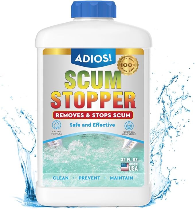 Adios! Hot Tub Scum Stopper – Remove Scum, Reduce Foam and Neutralize Odors from Spas and Hot Tubs, 32 oz (Quart)