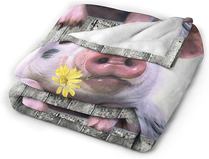 Tijuboni Funny Pig Throw Blanket Pig Gifts for Girls Boys Women Men Kids Adults Soft Flannel Fleece Blanket for Couch Sofa Bed Home Decor 40"x50"