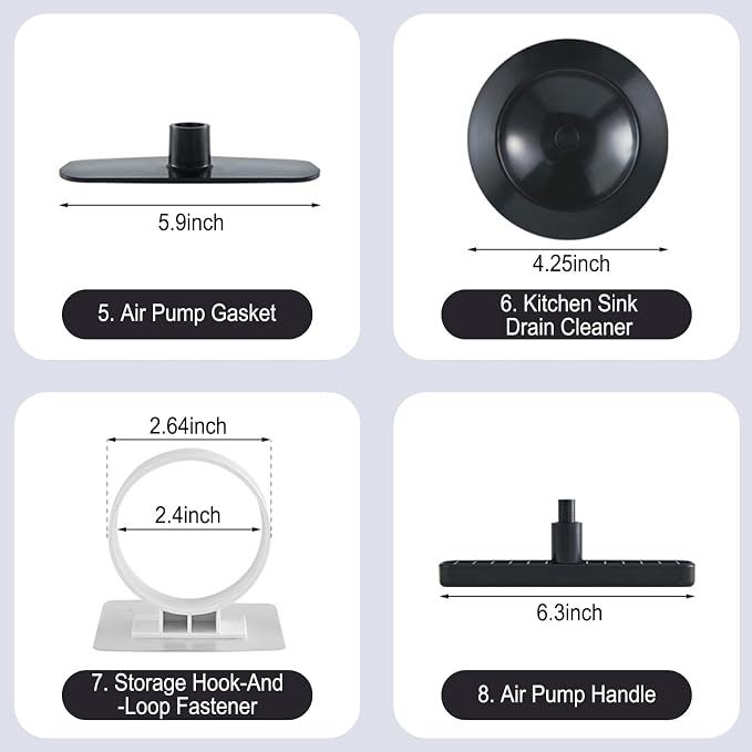 High Pressure Air Drain Blaster, Drain Plunger Equipped with 360° Rotating Elbow/Base High-Pressure Air Plunger Kit for Unclogging Toilets/Sinks/Bathtubs/Floor Drains