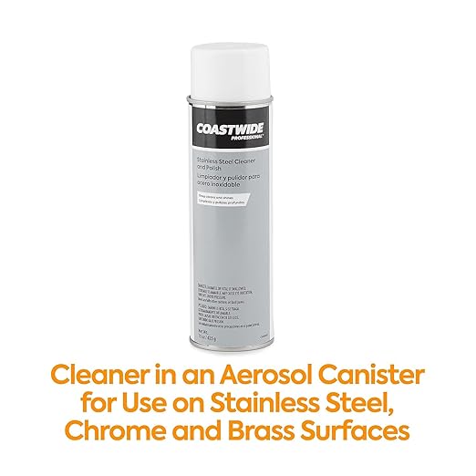 Coastwide Professional Stainless Steel Cleaner and Polish, Lemon Scent, 15 Oz., 6/Carton