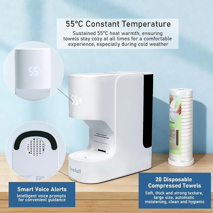 Hot Towel Warmer for Face, 5s Fast Heating Hot Towel Dispenser, Auto Dispensing Heating Towel Machine, 20 Towels for Home Spa, Skincare Routine, Makeup Removal & Shaving Prep