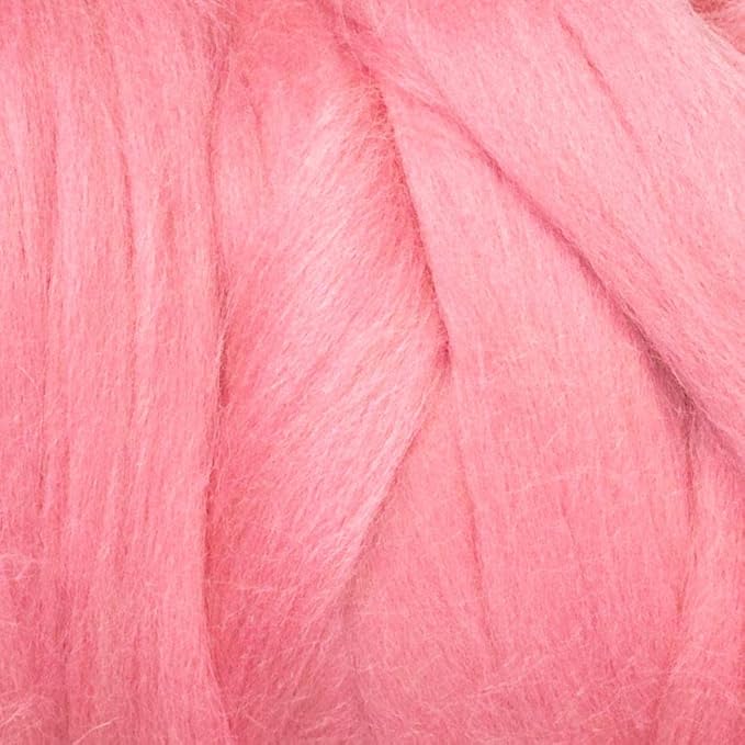 Kondoos Colored Natural Wool roving, 1 lb. Best Wool for Needle Felting, Wet Felting, handcrafts and Spinning. (Wild Watermelon, 1 lb)