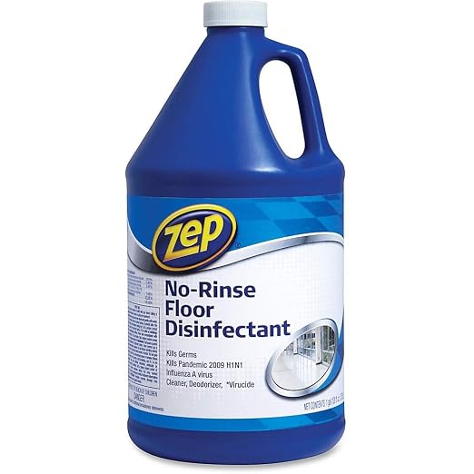 Zep, ZPEZUNRS128, No Rinse Floor Disinfectant, Blue,1Each & Neutral PH Industrial Floor Cleaner - 1 Gallon - ZUNEUT128 - Concentrated Pro Trusted All-Purpose Floor Cleaner