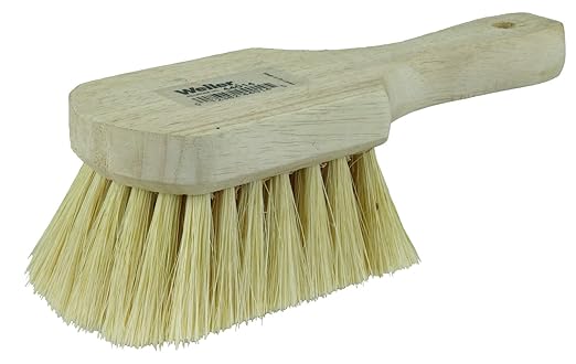 Weiler 44014 8" Utility Scrub Brush, White Tampico Fill, Short Handle, Wood Block