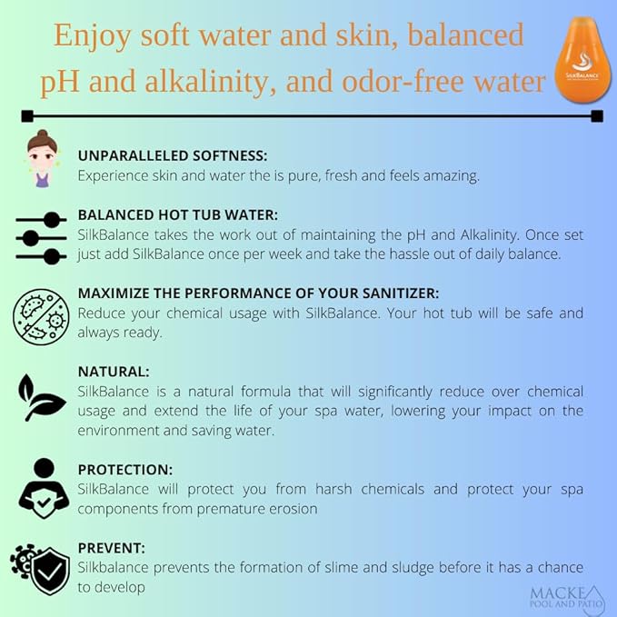 Silk Balance hot tub 76oz or 38oz Silkbalance Conditioner with Grime Gripper for Silk spa Spas, Macke Product Guide for Hot Tubs & Spas