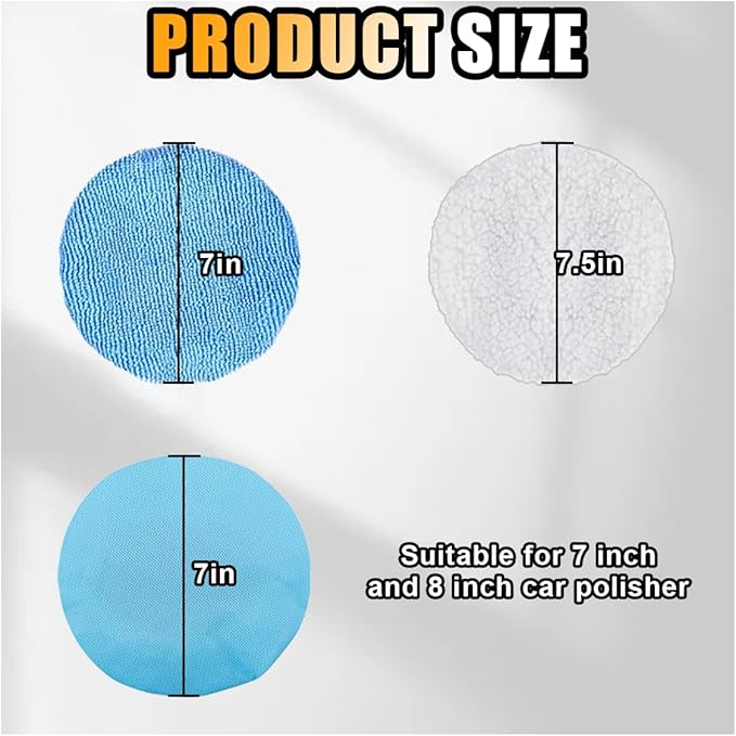 20PCS Car Polisher Pad Bonnets, 7 to 8 Inch Car Orbital Buffer Polisher Pad Bonnet, 12*Microfiber Bonnets, 4*Non-Woven Buffing Bonnet + 2*Woollen