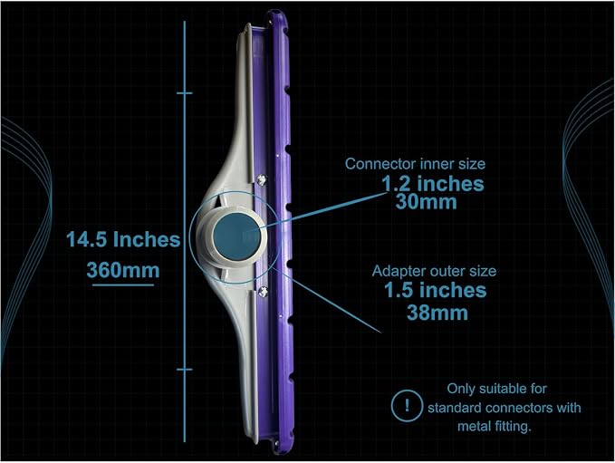 14″ EZ Glide Floor Tool Compatible with ProTeam Backpack Vacuums And Hoover C2401 — 1.5″ Nut-Coupling Wand Fit — Multi-Surface Nylon Brush Head for Hard Floor & Low-Pile Carpet — Replaces OEM 101446