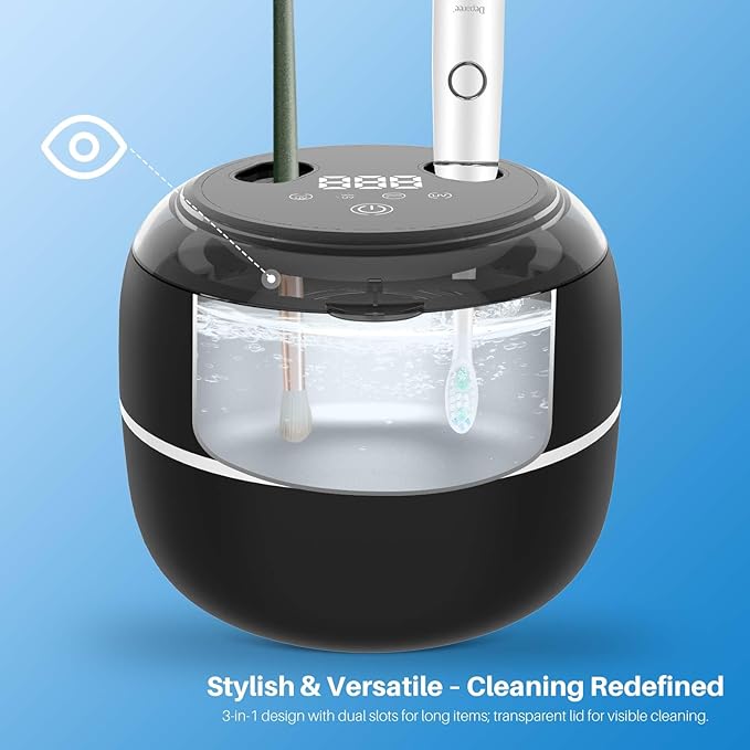 Voraiya Ultrasonic Cleaner Machine with LED Display for Invisalign, 45-52kHZ 200ml Dental Cleaning Pod Retainer Cleaner Aligner Cleaning Ultra Sonic for Mouth Guards Night Guards Dentures