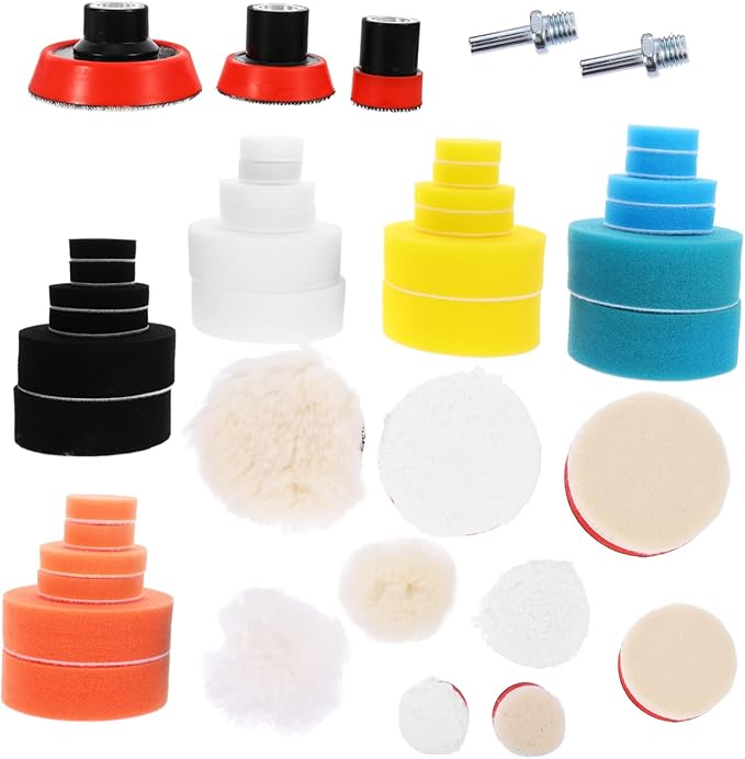 Car Buffer Polisher for Drill 1 Set Buffing Pads Polishing Sponge Discs Drill Buffer Attachment Car Wax Kit
