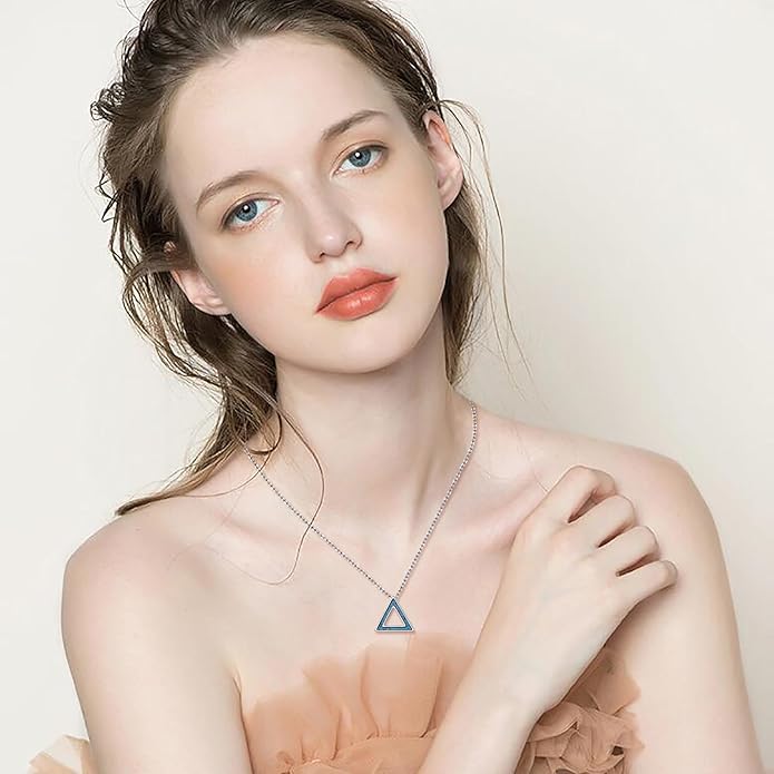 DAOCHONG 925 Sterling Silver Geometric Shapes Necklace Triangle/Rectangle/Rhombus/Circle Pendant Necklace for Women Jewelry Gifts