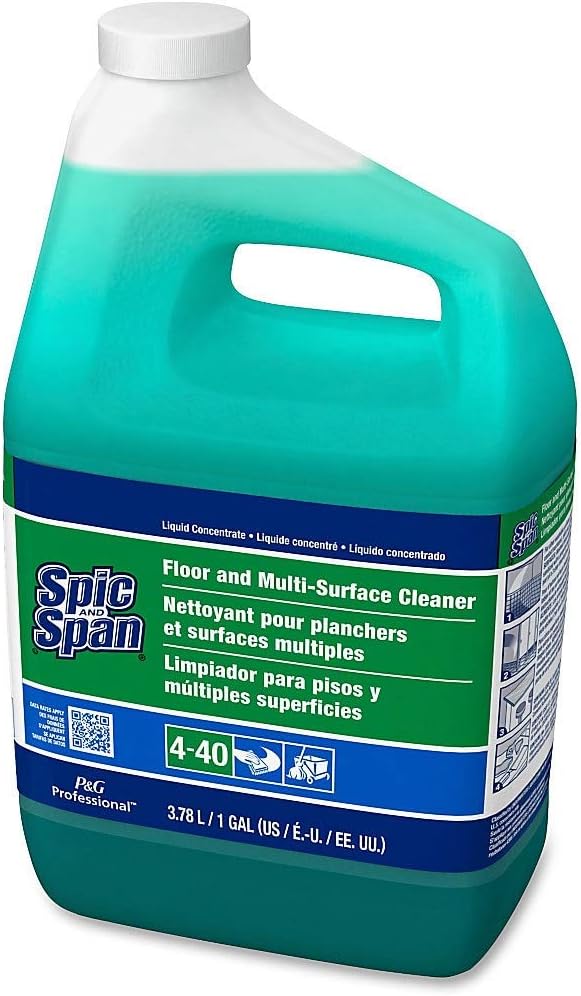Spic and Span Floor and Multi Surface Cleaner, Bulk Liquid Detergent and Degreaser for Commercial Kitchens and Bathrooms, 1 gal (Case of 3)