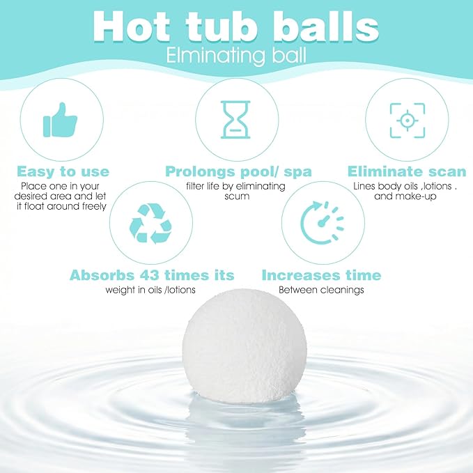 12 Pcs 3 Inch Hot Tub Scum Absorber Ball Reusable Pool Sponge Oil Scum Absorber for Pool Spas Keep Water Clean Floating Removal Filter