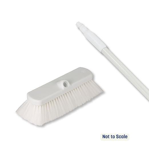 SPARTA Scrub Brush and 48-Inch Fiberglass Broom Handle Set, Heavy-Duty Industrial Cleaning Brush with Soft Nylex Bristles and 48-Inch Acme Threaded Handle for Commercial Use