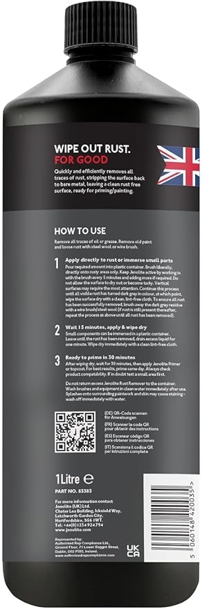 JENOLITE Original Rust Remover for Metal - Fast Acting Liquid - Industrial Strength, Removes Rust Back to Bare Metal - 1 Liter (33.8 fl oz)