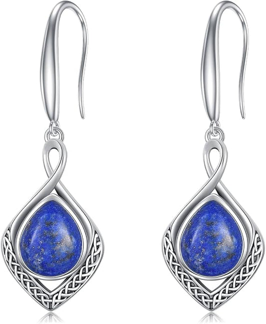 PELOVNY Celtic Knot Filigree Earrings for Women 925 Sterling Silver Moss Agate/Birthstone Infinity Earrings Birthday Christmas Jewelry Gifts for Mom Daughter Wife Sister