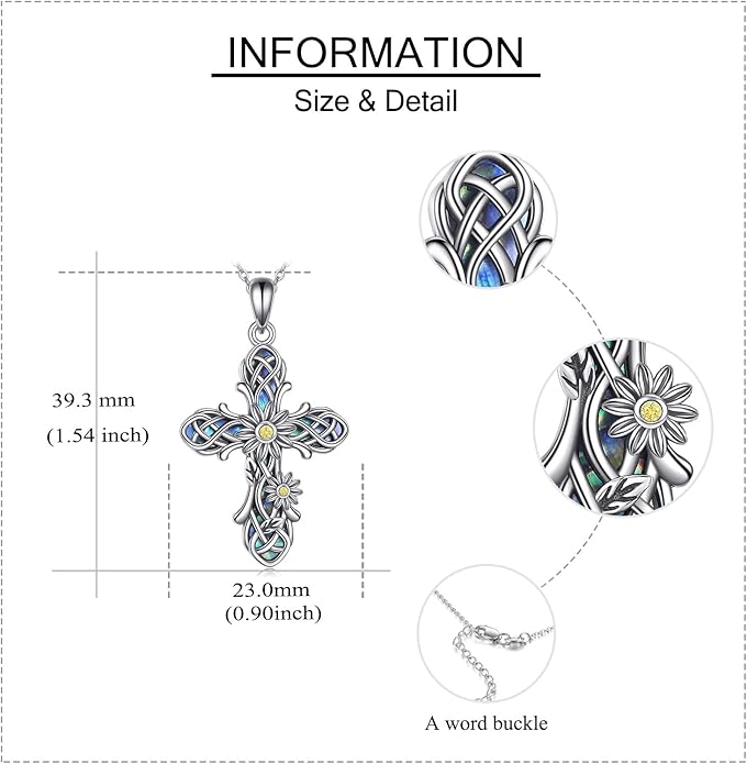 ONEFINITY Religious Cross Pendant Necklace Sterling Silver Origami Cross Pendant Gifts for Women Men Jewelry