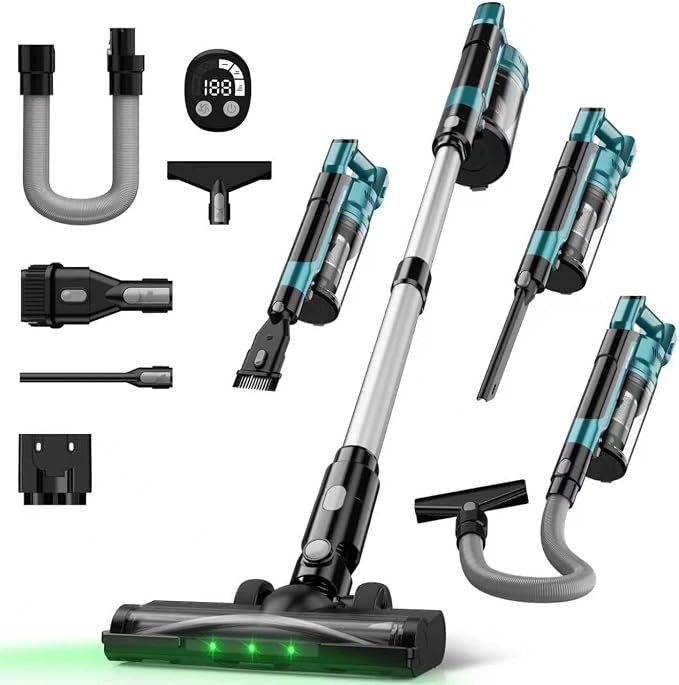 Cordless Vacuum Cleaner Compatible with Makita 18V Battery, 7-in-1 Lightweight Stick Vacuum with HEPA Filter, 35KPA Suction, 350W Brushless Motor, 3 Modes for Carpet, Floor, Car (Tool Only)
