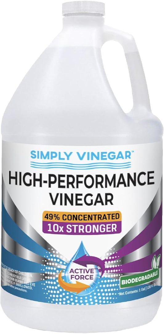 Simply Vinegar Industrial Strength 49% Vinegar – High-Performance Concentrated Cleaner for Home, Garden, Driveways & More – Biodegradable & Bleach-Free (Not for Food Use) - 1 Gallon (128 oz)