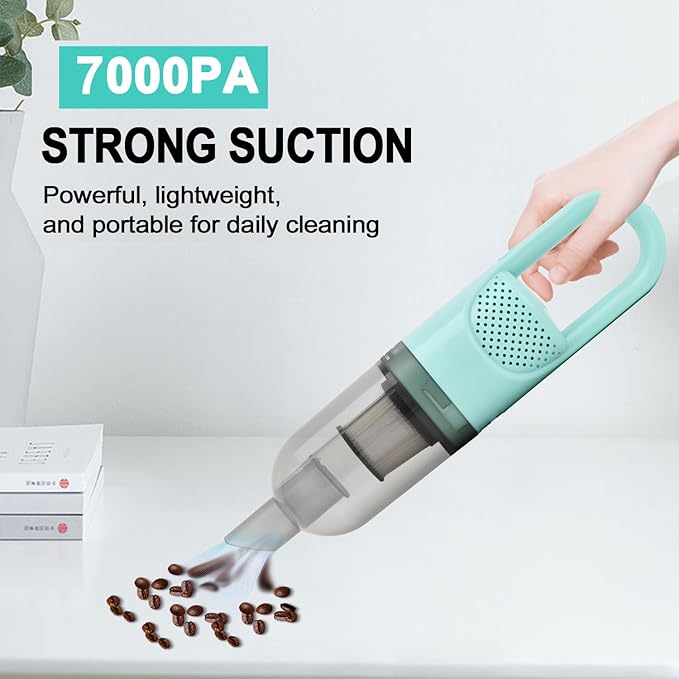 6-in-1 Lightweight Stick Vacuum Cleaner with 100W Powerful Motor, Mini Portable Household Handheld Vacuum Cleaner for Domestic Hard Floors, Carpets and Pet Hair(Green Cordless)