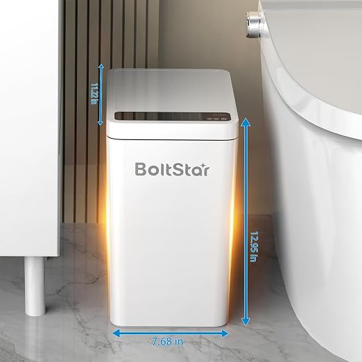 Solar Automatic Trash Can: 2 Pack 4 Gallon Motion Sensor Garbage Can, No Charging Required, Slim Smart Touchless Trash Bin with Lid for Bedroom, Living Room, Bathroom, Office, RV, White