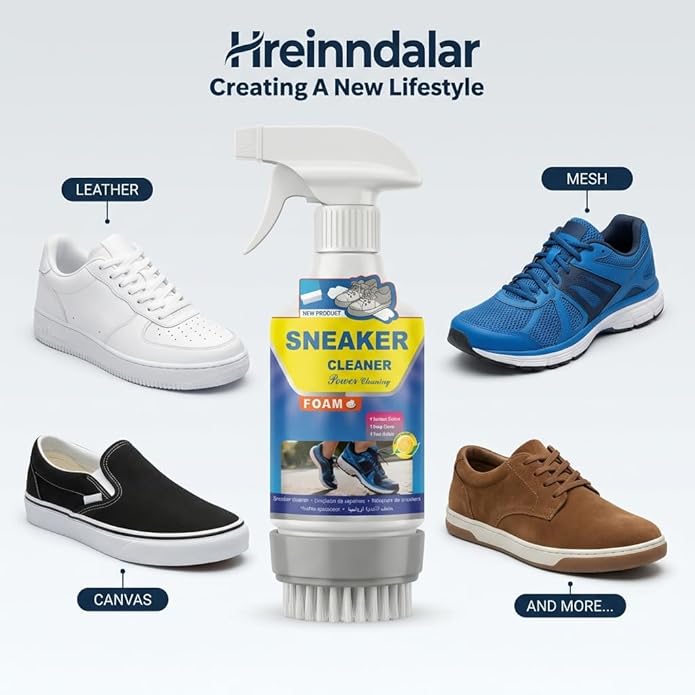 Sneaker Cleaner with Detachable Brush | 2-in-1 Foam Formula Whitens Yellowed Soles & Conditions | Gentle Stain Remover for Leather, White Sneakers, Canvas, Suede & Fabric