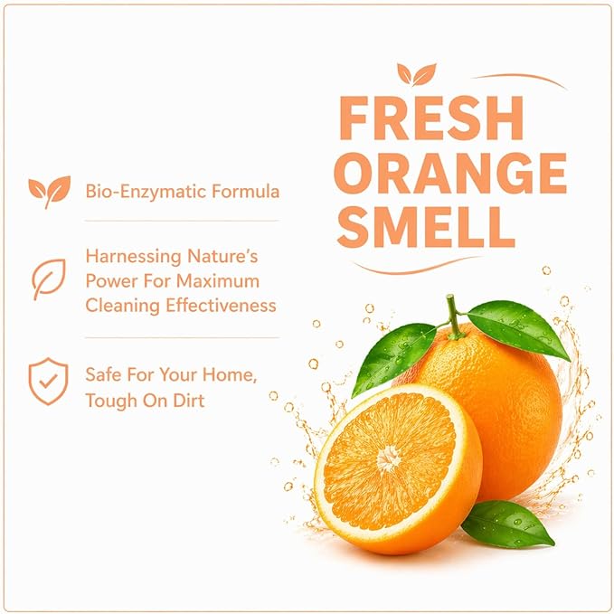 Multi-Purpose Probiotic Enzyme Cleaner, (128 oz, orange) - Pet Stain and Odor Remover - Concentrated - Professional & Home Strength Drains, Floors, Bathrooms, Toilets Trash Can, Made in USA