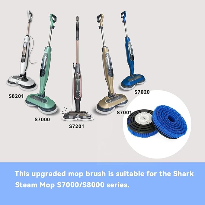 S7001 Upgraded Mop Pad Replacement Brush Heads for Shark Steam Mop S8201/S7000Series Pads | Professional Cleaning and Polishing | for Tile Floors Grout Deep Cleaning Hard Floors (Blue)