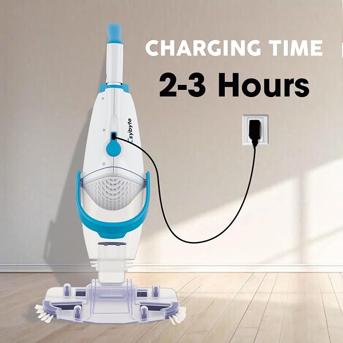 Handheld Pool Vacuum Cleaner, Rechargeable Pool Bottom Cleaner with Strong Suction, 1 H Runtime,for Above Ground/Inground Pools, Spas and Hot Tubs, White