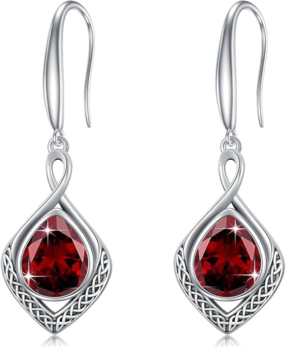 PELOVNY Celtic Knot Filigree Earrings for Women 925 Sterling Silver Moss Agate/Birthstone Infinity Earrings Birthday Christmas Jewelry Gifts for Mom Daughter Wife Sister