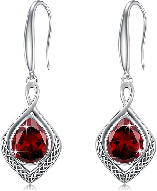 PELOVNY Celtic Knot Filigree Earrings for Women 925 Sterling Silver Moss Agate/Birthstone Infinity Earrings Birthday Christmas Jewelry Gifts for Mom Daughter Wife Sister