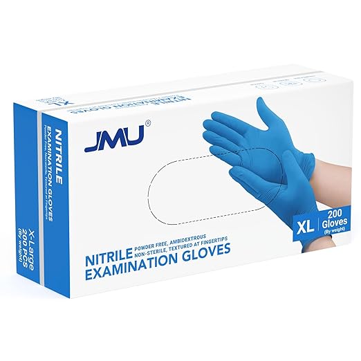 JMU 200 Medical Nitrile Gloves XL, 3.5 Mil Nitrile Gloves Disposable Latex-Free, Blue