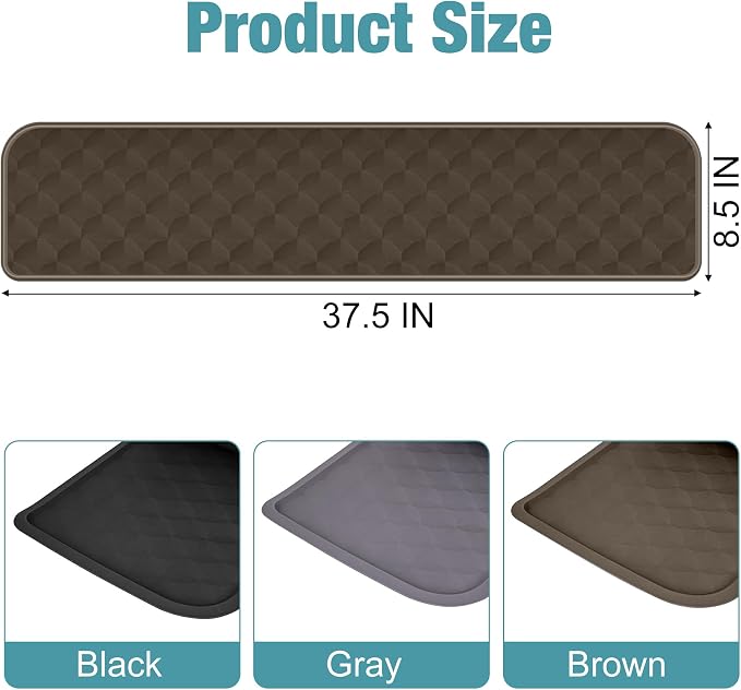 ToLanbbt Refrigerator Spill Mat - 37.5'' x 8.5'' Silicone Under Fridge Floor Protector with Raised Edge, Leak Catcher Liner Drip Tray for Refrigerator Washing Machine, Dryer, Wine Cooler, Brown