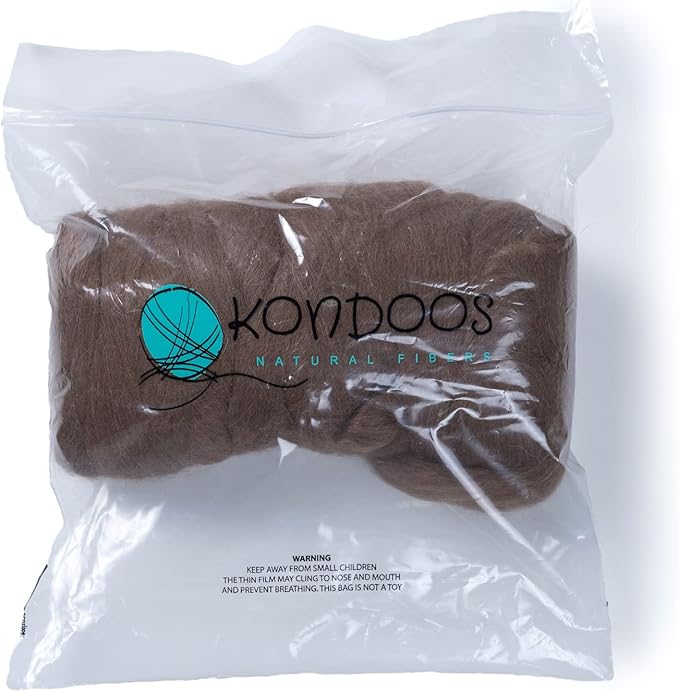 Llama Wool roving (Similar to Alpaca), 1 lb. Best for Needle Felting, handcrafts and Spinning. Natural Colours, un-Dyed. (Brown PM, 1lb)