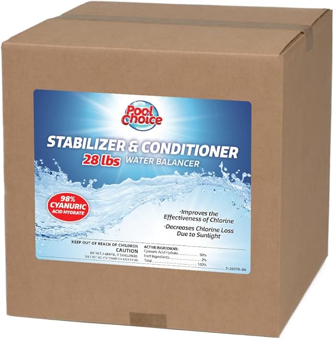 SpaChoice 28-Pounds Premium Pool Stabilizer and Conditioner, Concentrated Cyanuric Acid for Pools, Helps Chlorine Last Longer