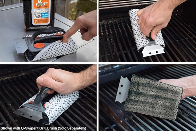 Proud Grill Q-Swiper Grill Cleaning Wipes - Bristle & Wire Free BBQ Cleaner, Heavy Duty Degreaser Wipes, Grease & Grime Remover for Outdoor Barbecue Grills, 40 Count, 1-Pack