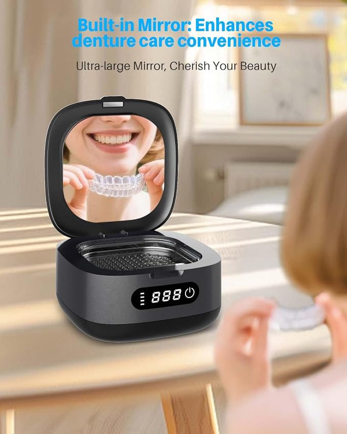Rechargeable Ultrasonic Retainer Cleaner, Portable Retainer Cleaner Machine, 52kHz Retainer Cleaner for Dentures, Night Guards, Mouth Guards