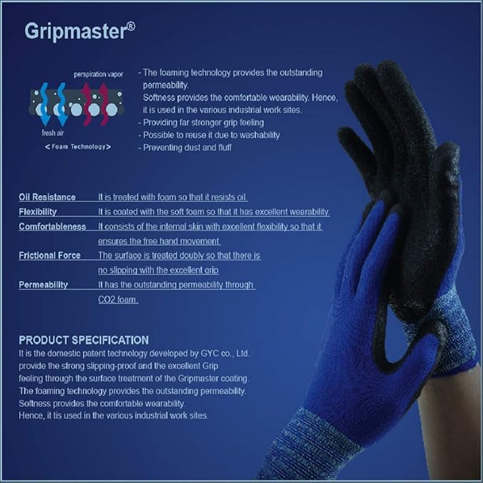 GYC Gloves, Sanitized, DIY Gardening, Super Slim Water-based PU ECO Micro Finish Safety Work Gloves - 10 Pairs Pack - Comfortable Grip, Anti-Slip (3285SPZ / SIZE 8 - Medium)