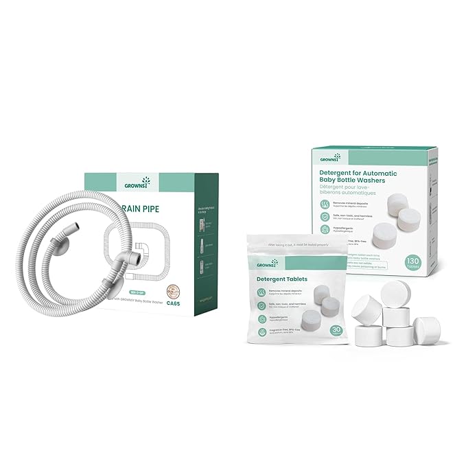 GROWNSY Detergent Washing Tablets 130 PCS Drain Hose 1M