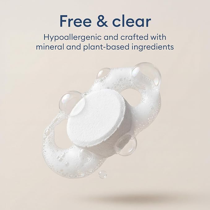 Vove Laundry Detergent Tablets, 40 Loads - Plastic-Free, PVA-Free, Zero Microplastics - Enzyme-Powered Stain Removal - Plant-Based, Fragrance-Free, Works in Cold Water, FSC-Certified Packaging