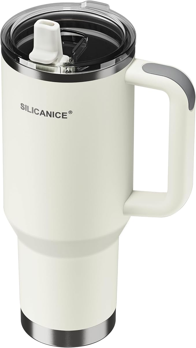 For Travel & Gym – Never Drink from a Moldy Lid Again: 40oz Hygienic Tumbler, 100% Leakproof Lid & Removable Foldable Spout. Reinforced Base, Fits Cup Holders - Cream