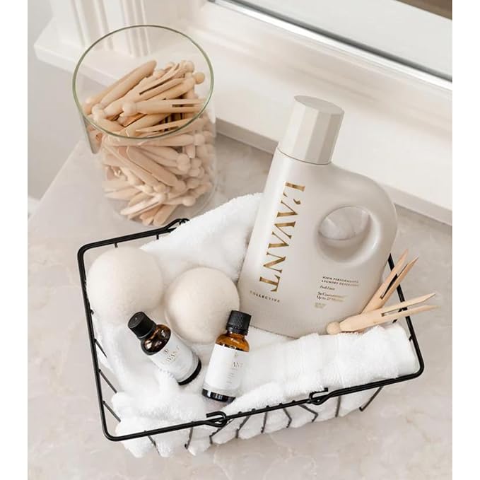 Luxury Laundry Essentials Bundle By L'avant High Performing Deep Cleaning Laundry Detergent Soap, Premium Wool Dryer Balls, & Fresh Linen Scented Laundry Oil Professional Wash (Fresh Linen)