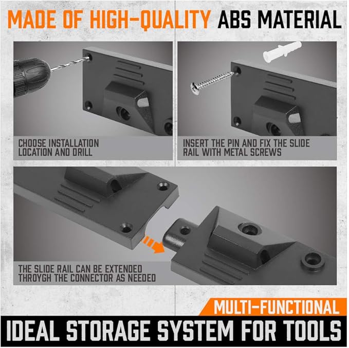HORUSDY 64 Inch Adjustable Storage System, Wall Mount Tool Organizer, Tool Hangers for Mop and Broom Holder Shovel, Rake, Broom, Mop Holder, Etc (Pack of 2)