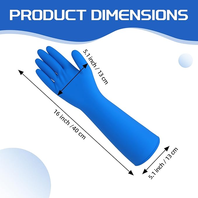 50 Counts 16" Long Disposable Nitrile Gloves Latex Free Dishwashing Gloves Waterproof for Household Clean Gardening(Blue,L)