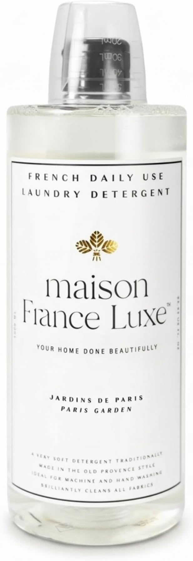 French Laundry Detergent, Plant Based Laundry Soap With Olive Oil and Coconut Oil for Machine or Hand Wash, Daily Use Formula for Colors and Whites, Paris Garden, 34 Fl Oz
